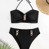 Bañador Halter Unicolor Rayado