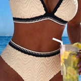 Bikini Bloque de Color Doble Tirante Texturizado