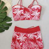 Bikini de Cintura Alta Boyleg Impreso