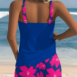 Tankini con escote en U sin mangas estampado boxer