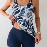Tankini de dos piezas conservador impreso