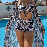 Bañador bikini impreso de 3 piezas