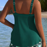 Tankini Rayado de Dos Piezas Corto de Playa