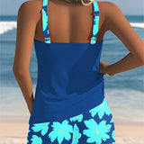Tankini con escote en U sin mangas estampado boxer