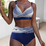 Bikini Rayado Push-Up de Dos Piezas