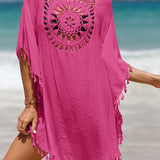 Cubierta de playa con pompones