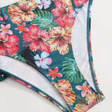Maillot de baño casual con estampado floral de tres piezas