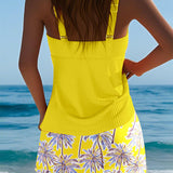 Tankini de Dos Piezas Impreso Palmera Coco