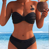 Bikini Unicolor con Cuello Atado
