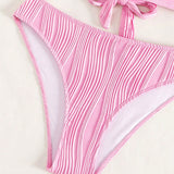 Bikini sexy en V profundo de color sólido