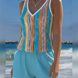 Tankini Traje De Baño Con Escote En V Impreso