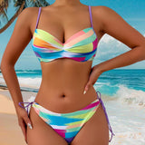 Bikini de Dos Piezas Impreso con Cuerda