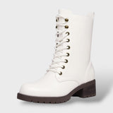 Botas de Combate con Cremallera y Tacón Bajo