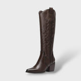 Botas de Cano Alto Femininas em Estilo Ocidental