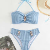 Bañador Halter Unicolor Rayado