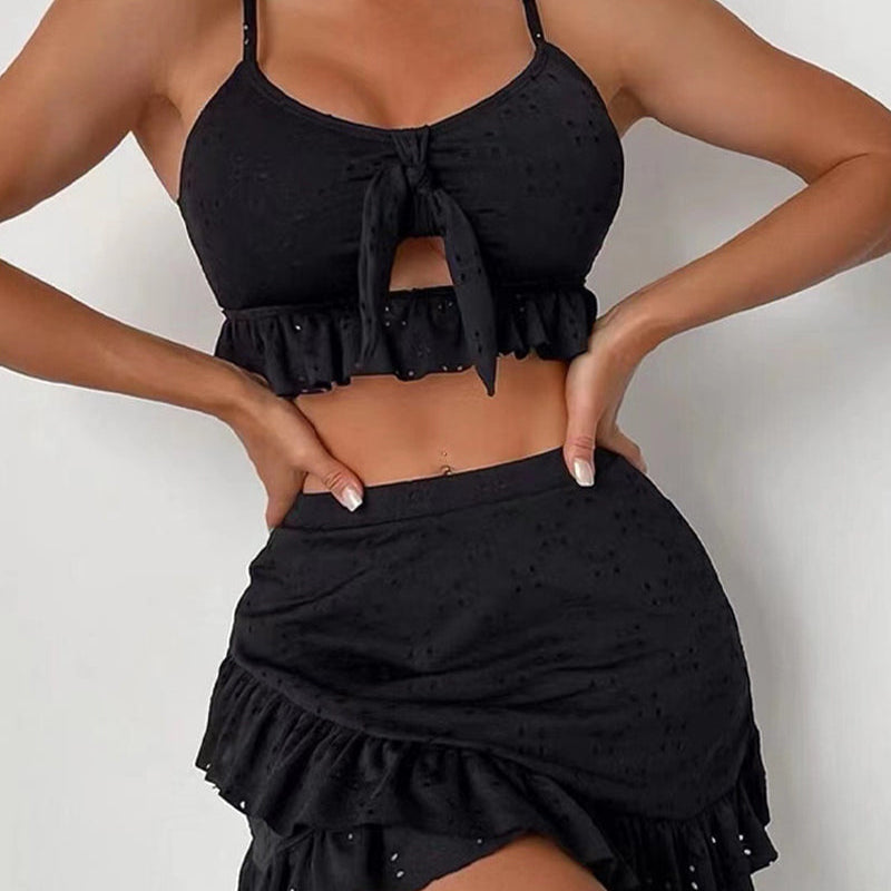 Conjunto de bikini de tres piezas con vestido