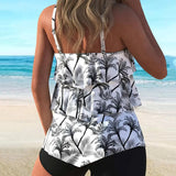 Tankini A La Moda Con Tirantes Impreso Dos Piezas