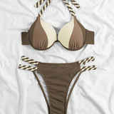 Conjunto de bikini de color bloque