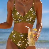 Bikini Sexy Entrecroisé Imprimé Floral