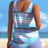 Tankinis a rayas y cuello en U
