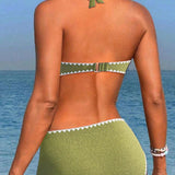 Bikini de vacaciones simple de espalda descubierta plisado