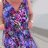 Maillot de Baño V-Col Imprimido Colorido Una Pieza