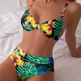 Bikini Sexy Impreso Sujetador Push-Up Triángulo