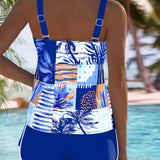 Tankini de Dos Piezas Impreso Palma Coco Boxer