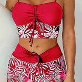 Bikini de Cintura Alta Boyleg Impreso