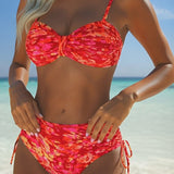 Bikini De Tirantes Finos Con Motivo Abstracto Impreso