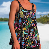 Tankini Top Boxer Impreso Adelgazante