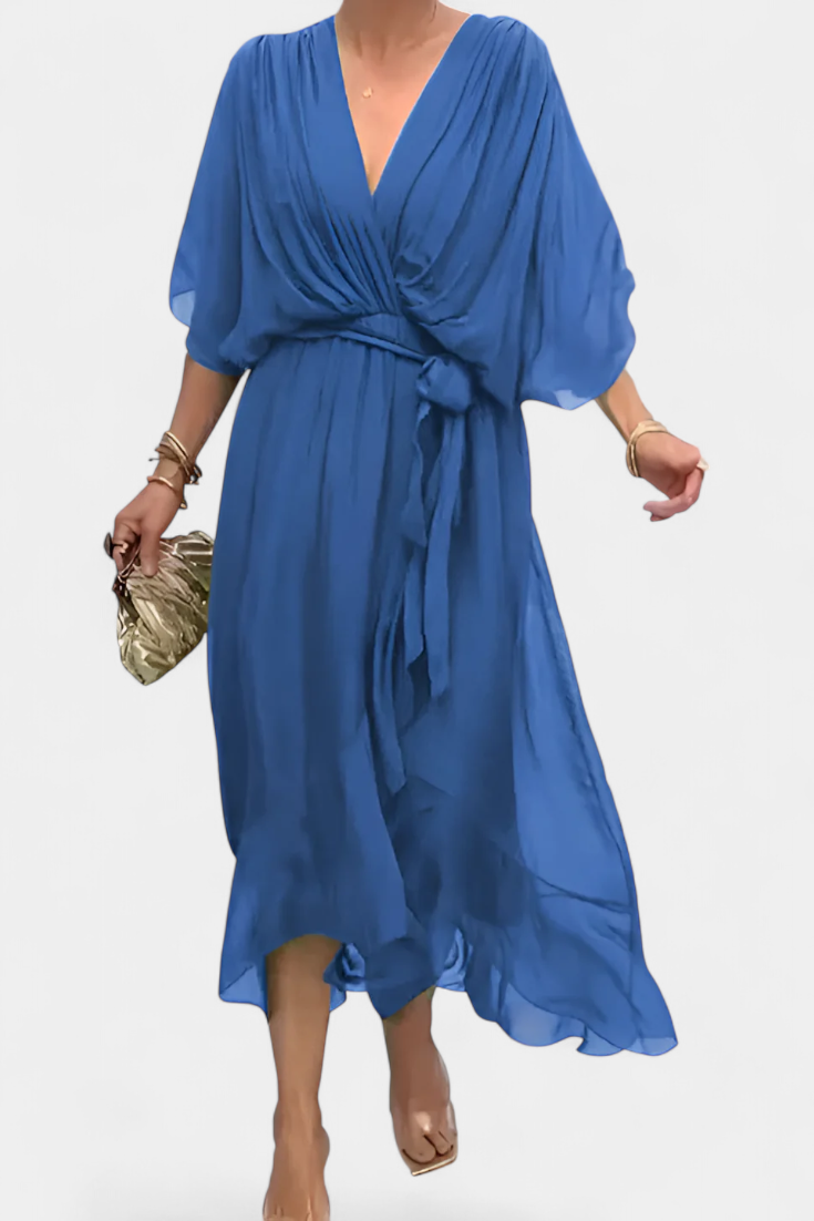 Luisa Vestido Largo con Escote en V y Corte Flowy