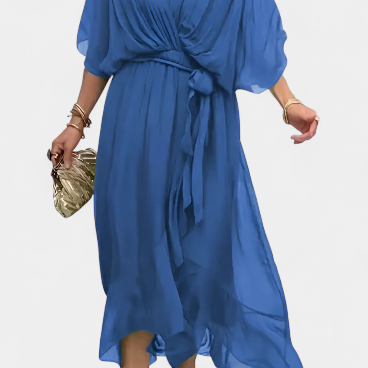 Luisa Vestido Largo con Escote en V y Corte Flowy