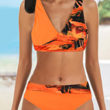 Bikini colorido con sujetador cruzado