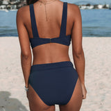 Bikinis de color sólido de talle alto
