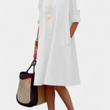 Larissa Vestido en Algodón con Cuello de Solapa