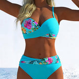 Bikini Bralette Estilo Impreso Contrastante