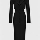 Bernice Vestido Blazer Midi con Corte y Espalda Descubierta