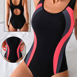Maillot De Baño Una Pieza Color-Block Impreso