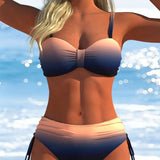 Bikini Motivo Degradado Cordon De Ajuste Moda