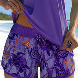 Tankini Elegante Impreso Océano Con Corte