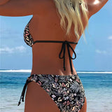 Bikini Floral Halter Para Atar Dos Piezas Bikini