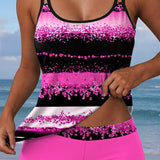 Maillot de baño casual con tirantes y estampado de dos piezas