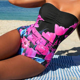 Bañador Bandeau Imprimido Floral de Una Pieza