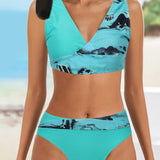 Bikini colorido con sujetador cruzado