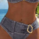 Bikini con Tirantes de Metal de Dos Piezas