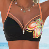 Bralette de Bikini con Encaje Impreso