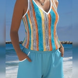 Tankini Traje De Baño Con Escote En V Impreso