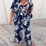 Bañador de Tres Piezas Estampado Hawaiano