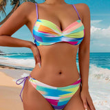 Bikini de Dos Piezas Impreso con Cuerda